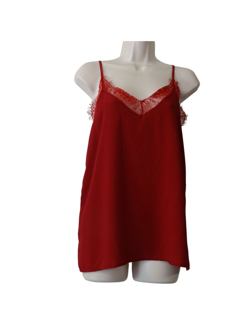 Boohoo Lily Lace Cami Tank Top Berry Red Size 14 Coquette Valentines Day NEW